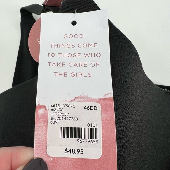 NEW Cacique by Lane Bryant black lightly lined balconette bac smooth bra sz 46DD - Picture 6 of 6